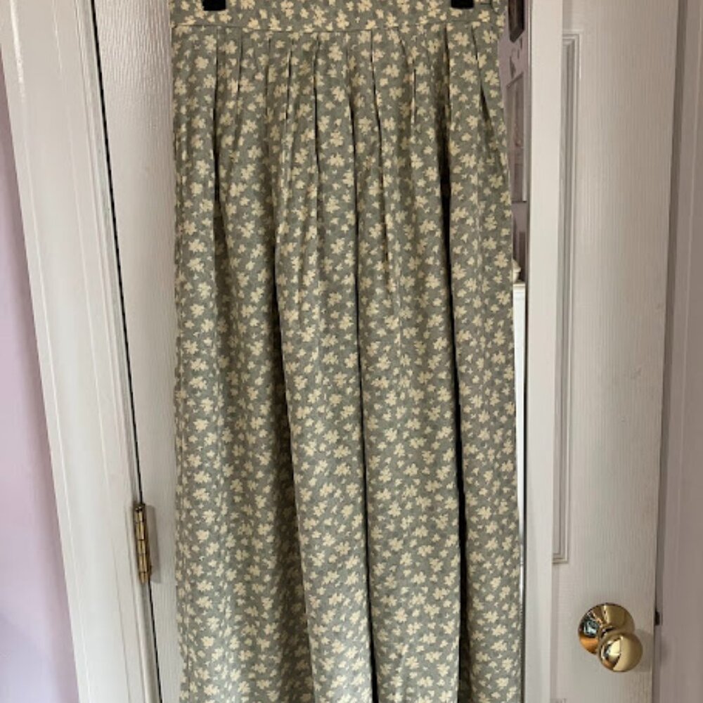 Charter Club Green White Floral Pleated Skirt